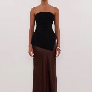 DISSH LUKE BLACK LONGLINE BANDEAU TOP